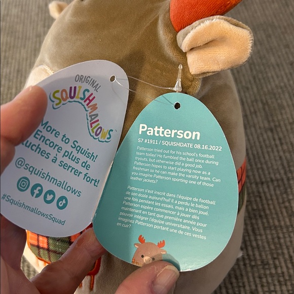 Squishmallows Patterson Reindeer Plush NEW orange green plaid scarf winter moose - Picture 4 of 9
